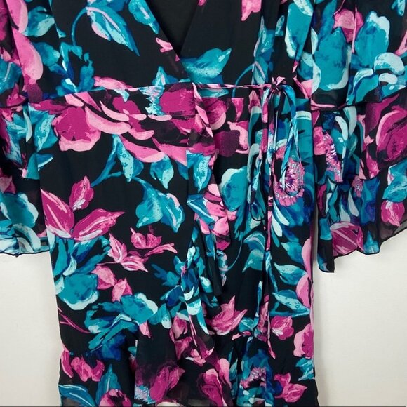 NEW Nordstrom Ruffle Bell Sleeve Tiered Floral‎ Mini Dress Size XS Charles Henry - Picture 5 of 10
